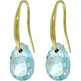 Galaxy Gold GG 14k Solid Gold Fish Hook Earrings with Blue Topaz