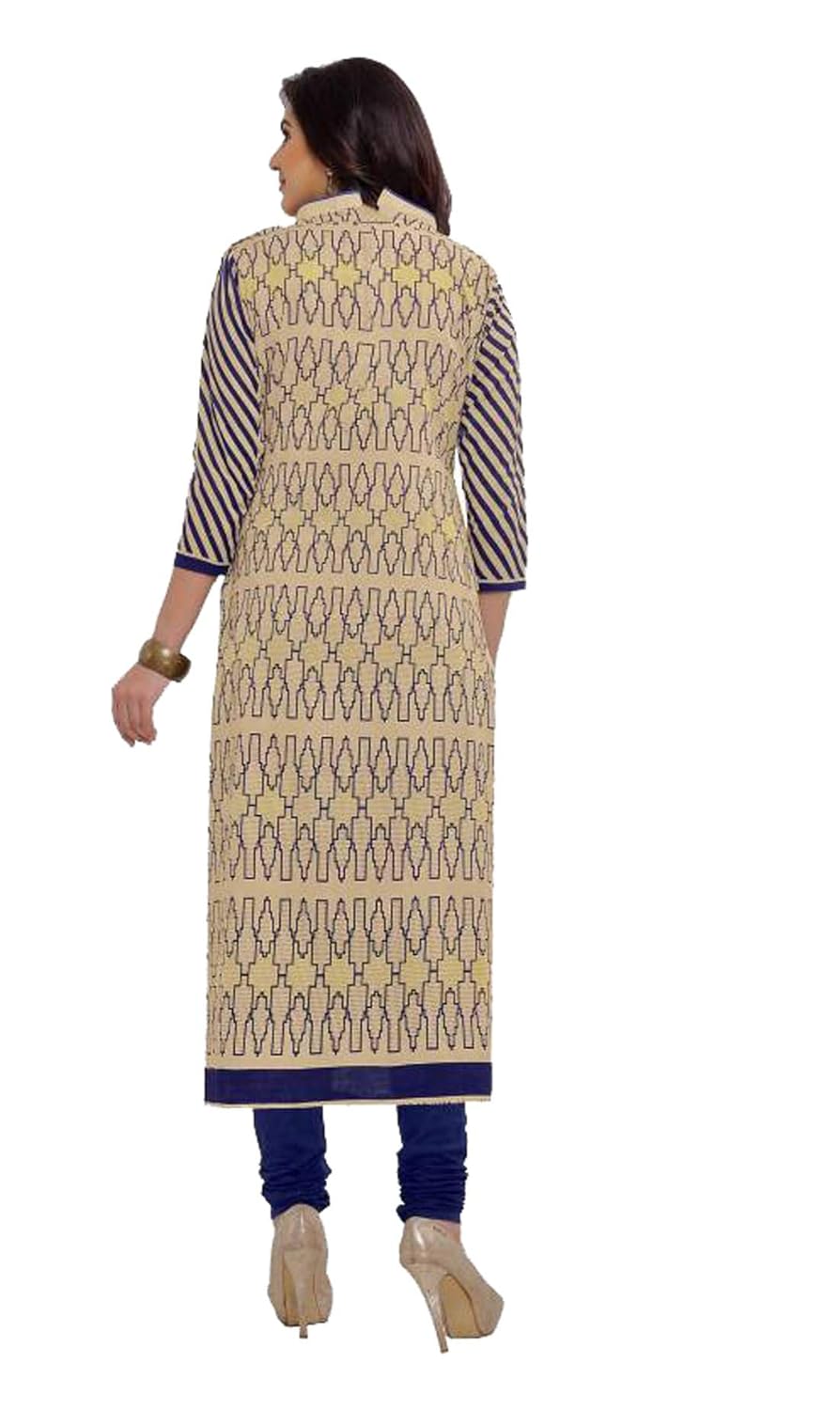 vaamsi women's a-line printed salwar suit dress material(deep1056_beige_free size)