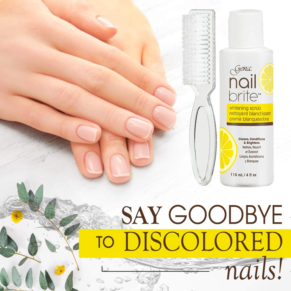 Gena Nail Brite Whitening Scrub with Brush, Cleans Conditions & Brightens Nails, 4 oz: Beauty