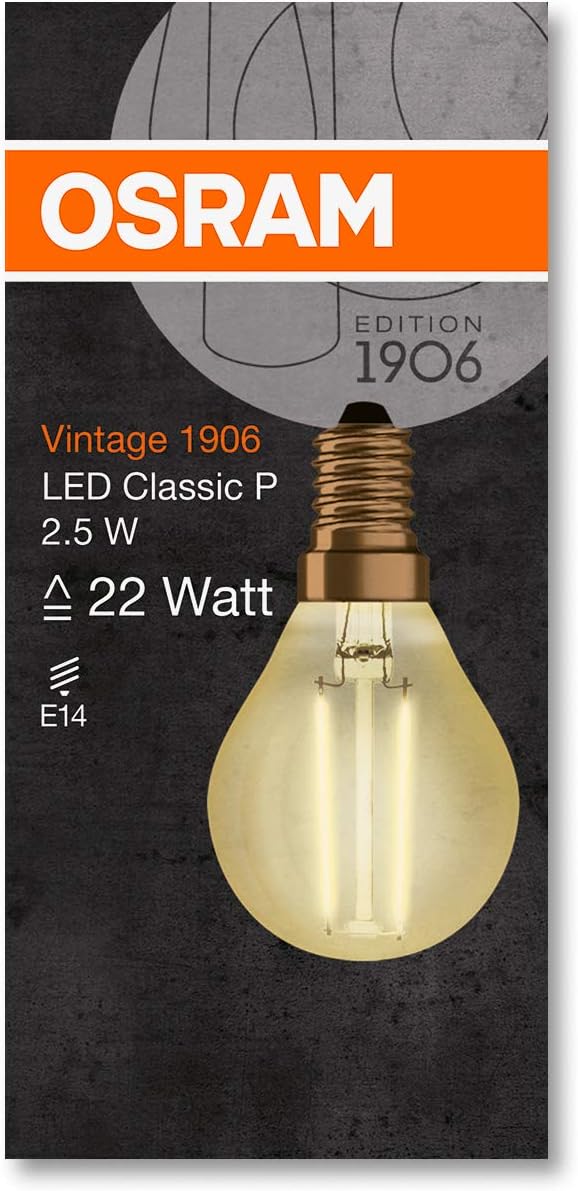 OSRAM LED lamp, Base: E14, Warm White, 2400 K, 2.50 W, Replacement for 22 W Incandescent Bulb, Clear - Image 3