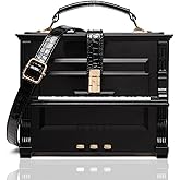 Nenkarn Piano Purse Acrylic Unique Piano-Shaped Shoulder Crossbody Bag for Women, Anti-theft Casual Travel Shopping Handbag, Black