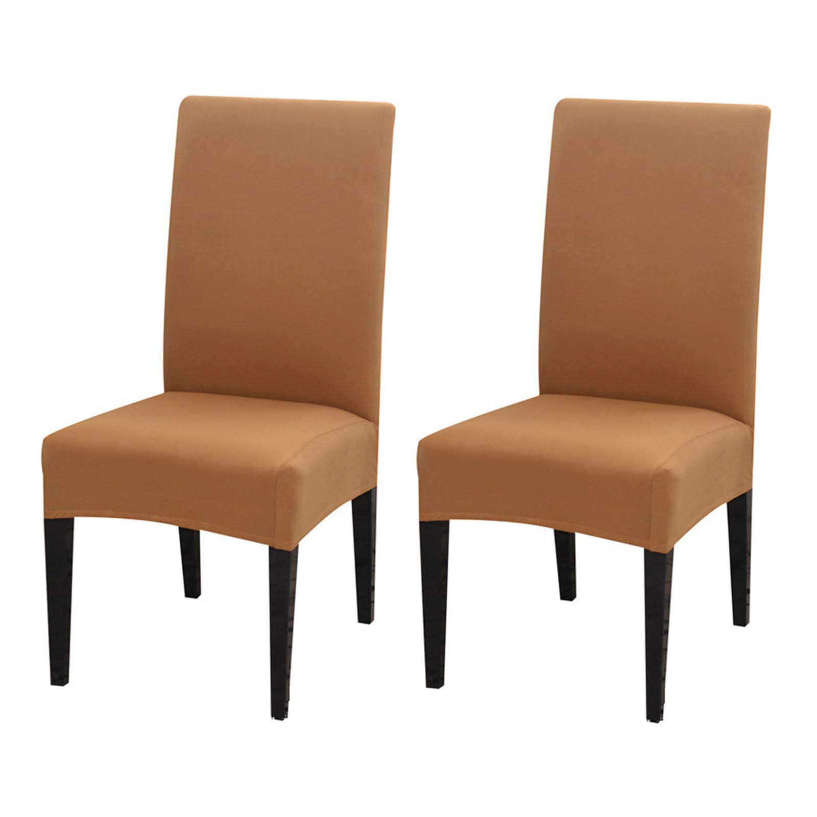 Photo 1 of 2 Pack Dining Chair Covers, Stretch Spandex Removable Washable Protector Chair Slipcovers for Dining Room Kitchen Hotel (Camel)