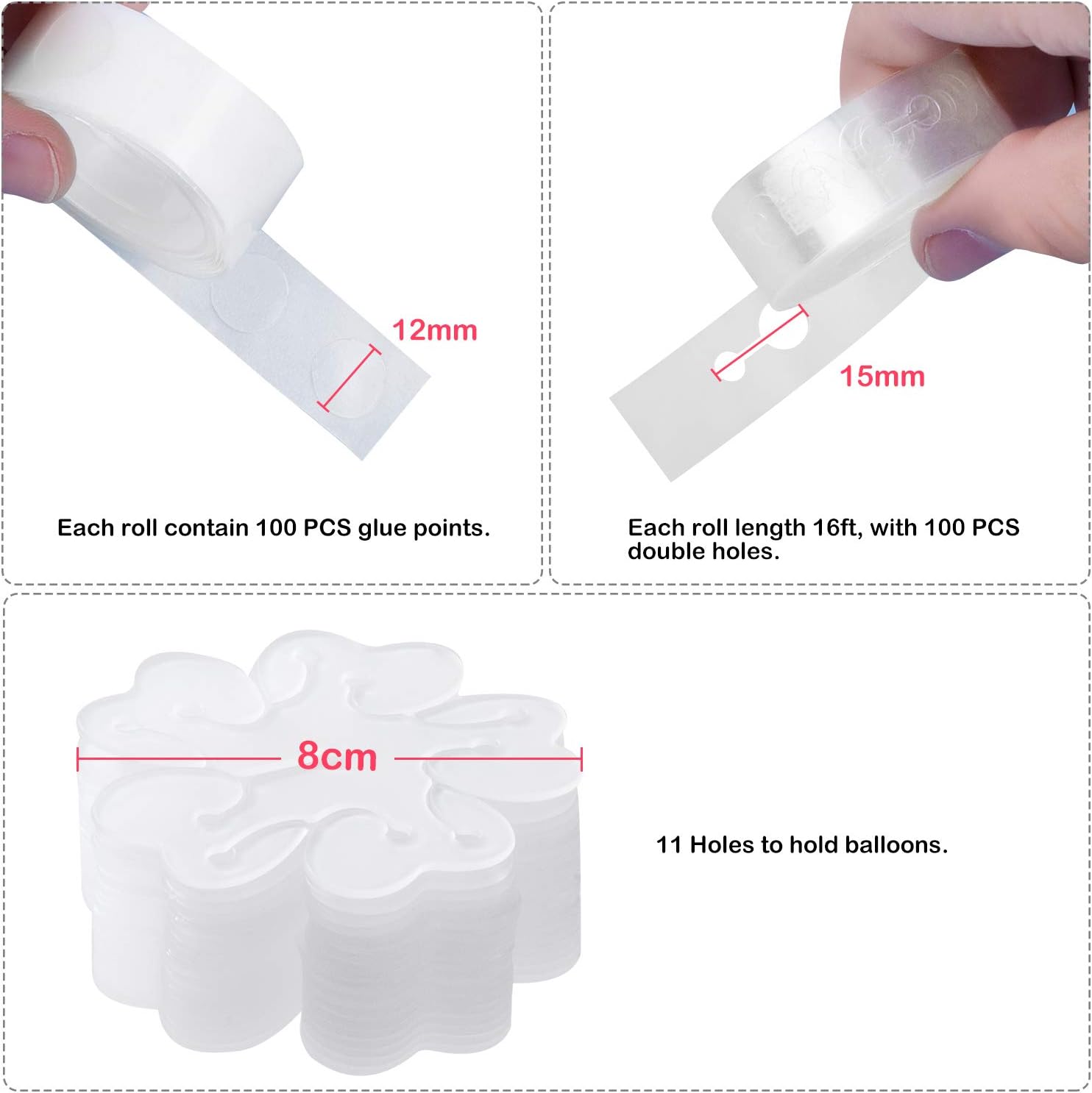 Upgraded Balloon Arch kit and Balloon Garland Kit,300 Super Adhesive 50 Feet Stronger Balloon Garland Strips 2 Balloon Tie Tools for Ballon Arch Kits Suitable for Birthday Wedding Party: Health & Personal Care