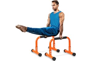 TABEKE Push Up Bar, 12" High Parallettes Bars & Dip Bar With Full-Cover Foam Handles, No Wobbling Calisthenics Equipment For Handstand, L-Sit, Gymnastics, Strength Training Home Gym