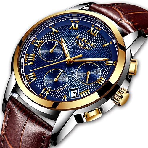 Men's Fashion Business Watch Luxury Chronograph Watch Quartz Watch Casual simulation watchWaterproof Watch Blue Dial