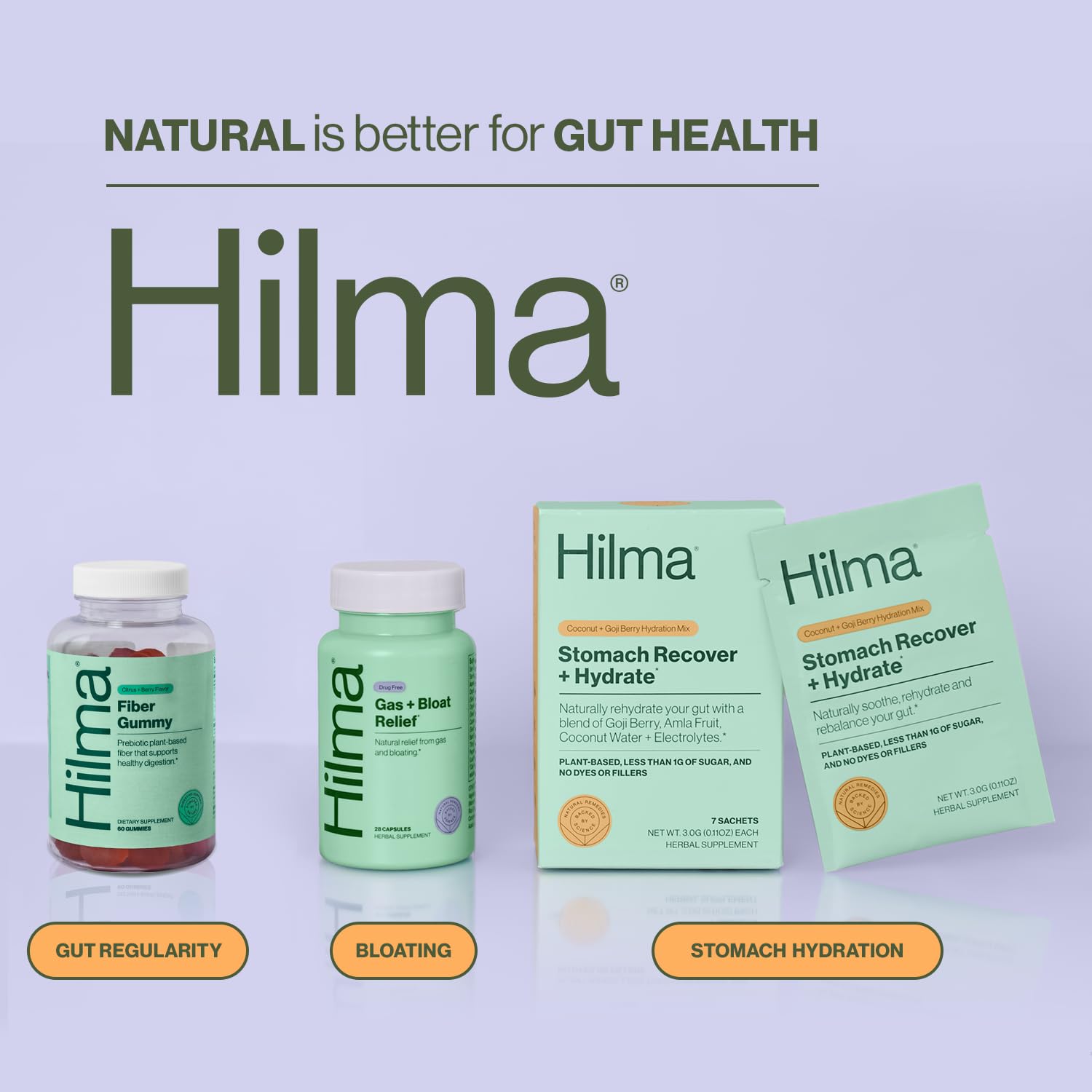 Hilma Prebiotic Fiber Gummies, Daily Fiber Supplement, Gummies for Adults, Supports Gut Health for Women and Promotes Regularity, Citrus Natural Flavor, FSA Eligible, 60 Count