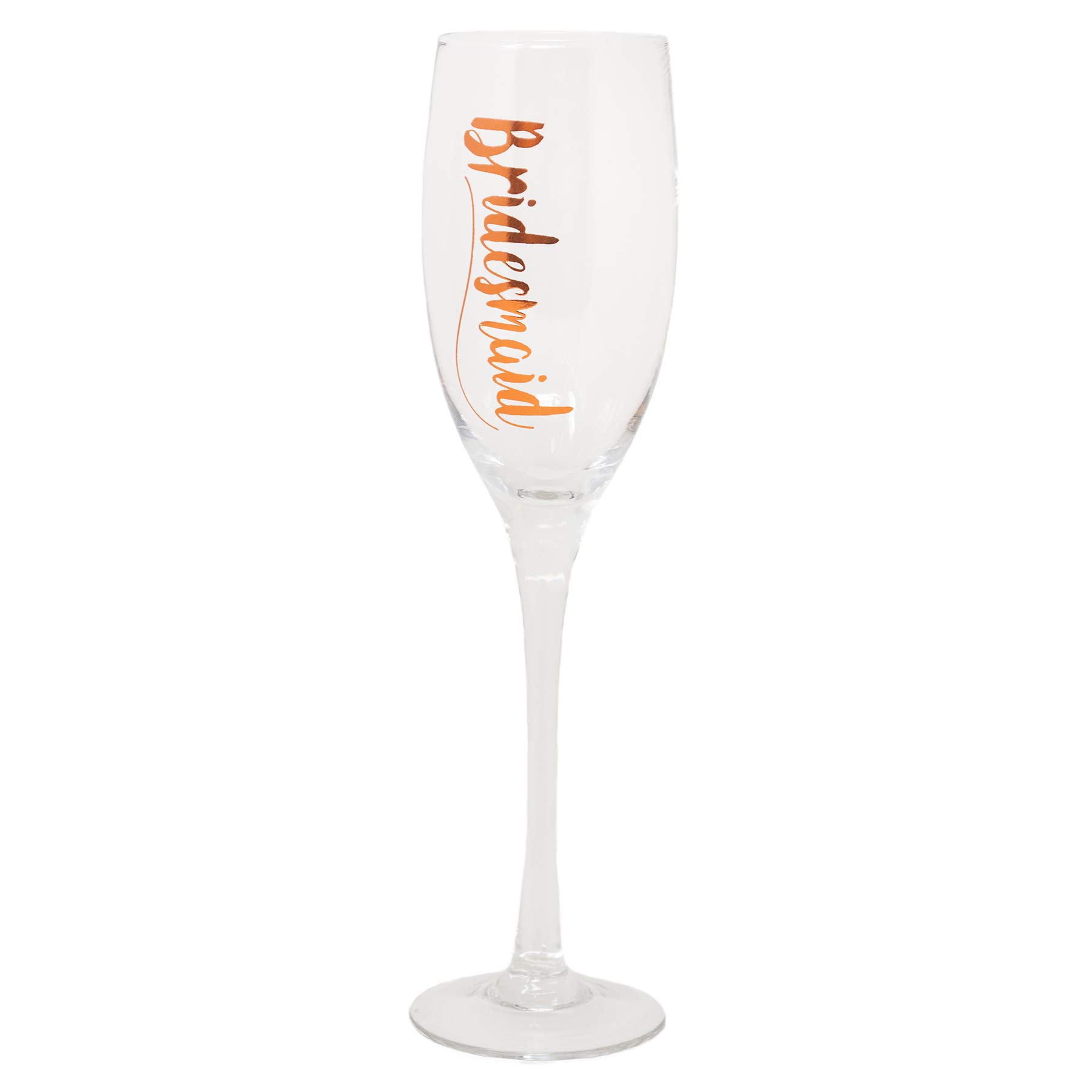 Prosecco Glass Team Bride Copper Script Bridesmaid Wedding Day Champagne Flute