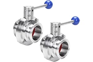 DERNORD 2 Pack 2 Inch Tri Clamp Sanitary Butterfly Valve with Pull Handle Stainless Steel 304 Tri Clamp Clover (2" Tube OD)