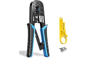 AMPCOM RJ45 Crimping Tool, 8P/6P-RJ11, RJ12 Crimper Cutter Stripper AM-568R