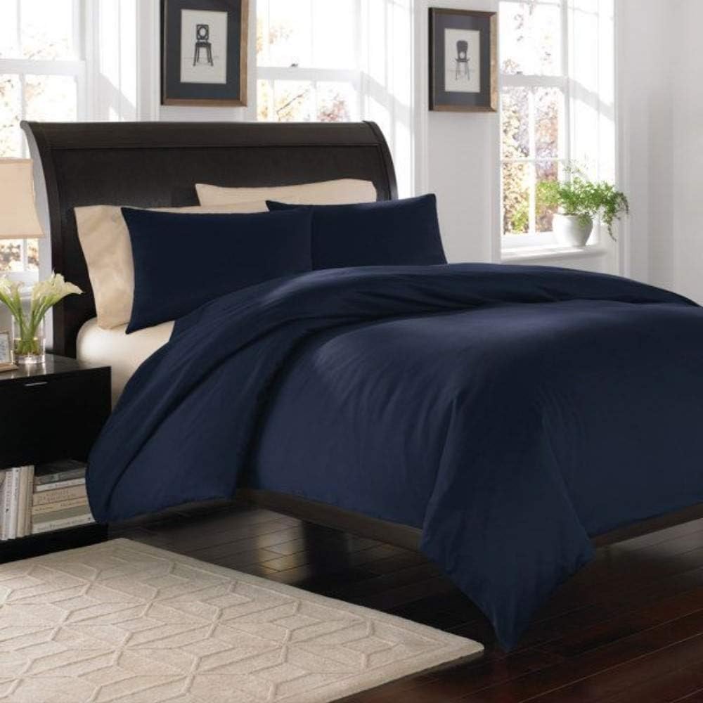 US Bedding, 5 Piece Organic Cotton Bedding Set,(Flat Sheet + Fitted 20'' + Duvet/Comforter Cover + 2 Pillowcases), 1000 TC, Luxurious & Comfortable, 100% Hand Picked Cotton Sheets, Oxford Blue, King