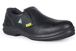 KPR Men's O807 CSA Approved Microfibre Faux Leather Green Triangle Slip Resistant Slipon Comfort Vegan Safety Loafer Clogs Sh