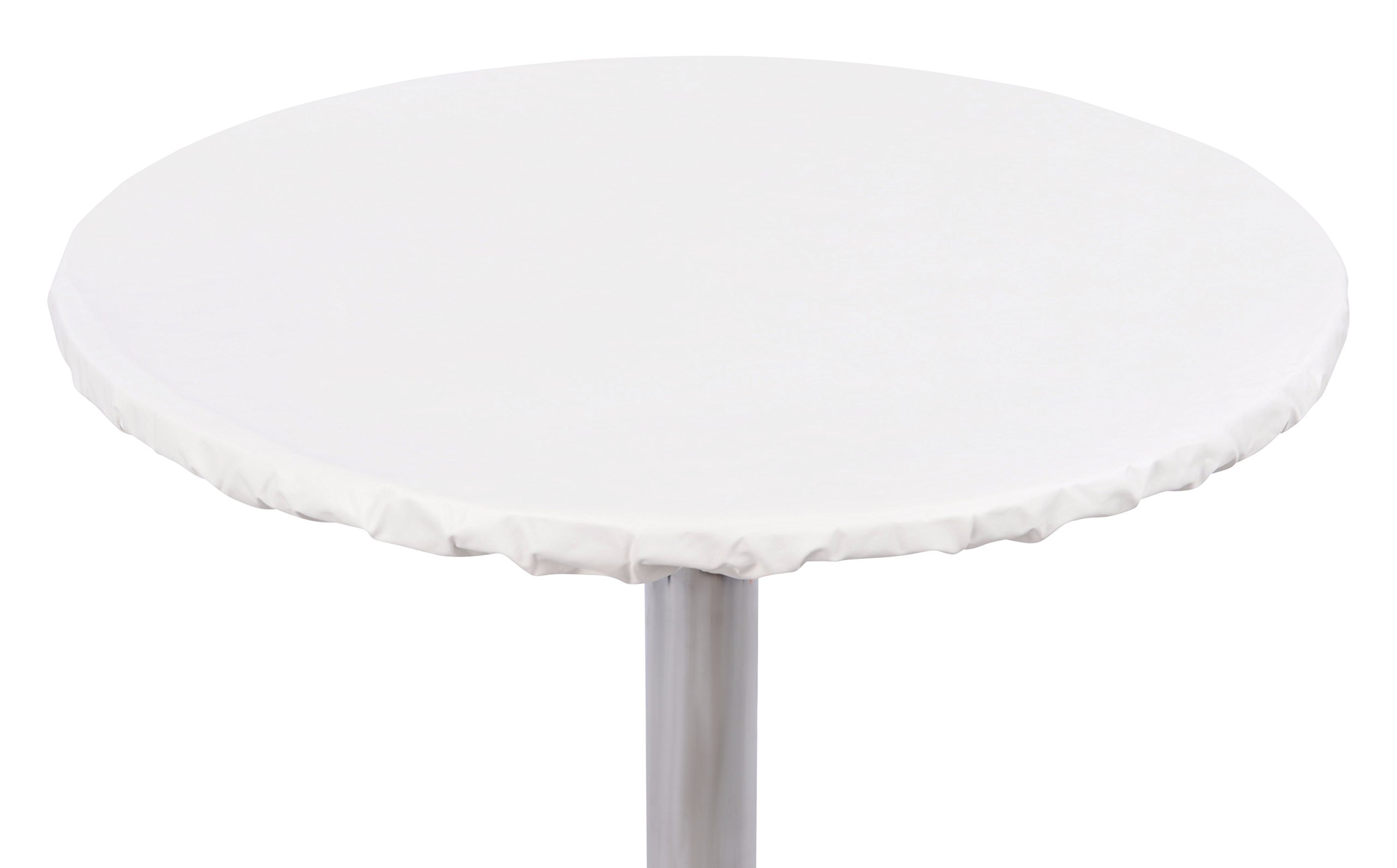 YOURTABLECLOTH Heavy Duty Vinyl Round Fitted Tablecloth (Table Cover) with Flannel Backing Vibrant Colors Elasticized Tablecloth Great for Indoor and Outdoor Dining and Playing Cards 48" White — image 1