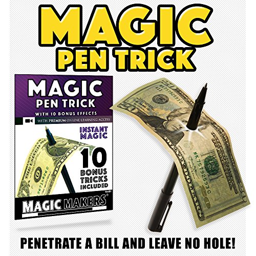 Magic Makers Pen Trick, Original, Easy Pen Thru Dollar Bill Penetrating Trick