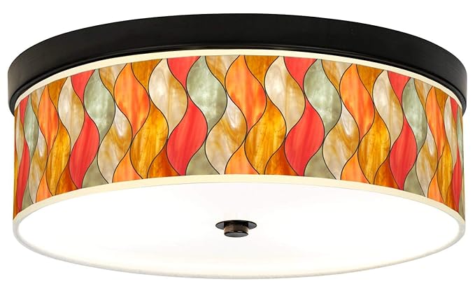 Flame Mosaic Giclee Energy Efficient Bronze Ceiling Light Giclee