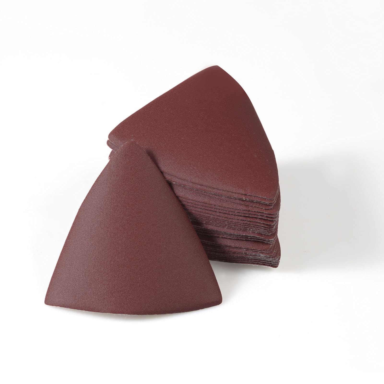 LEONTOOL 30 Pcs 3-1/8 Inch (80mm) Triangular Hook & Loop Oscillating Multitool Sanding Pads Triangle Sanding Pads 320 Grit No Hole Triangle Sandpaper Detail Sander Sandpaper for Wood Metal Polishing