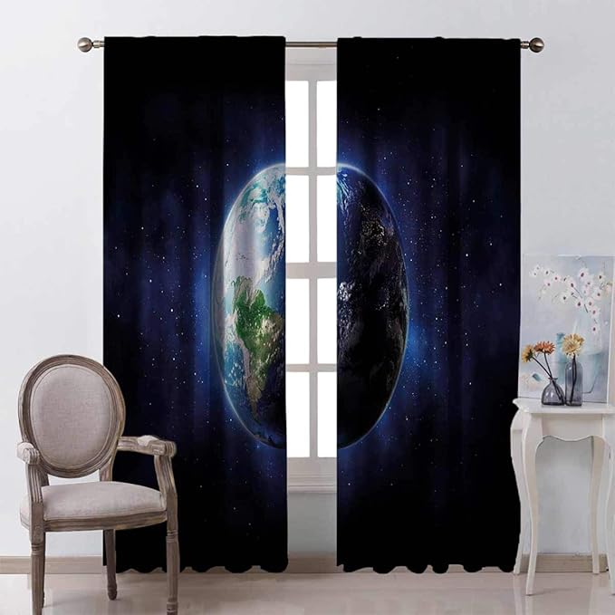 Toopeek World - Cortinas opacas para dormitorio con dobladillo para