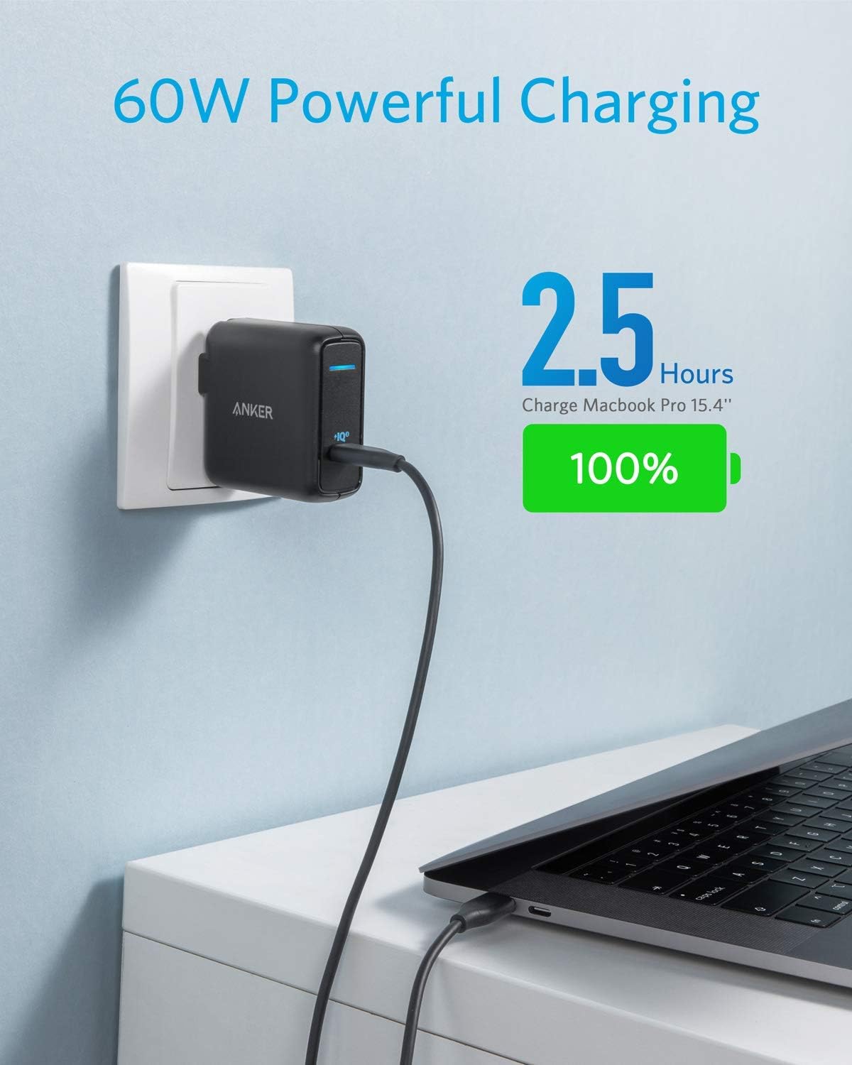 USB C Charger, Anker 60W Power Delivery Fast Charger [PIQ 3.0 & GaN], PowerPort Atom III Power Adapter for iPhone 11/Pro/Max/XR/XS/X, USB-C Laptops, MacBook Pro/Air, iPad Pro, Galaxy, Pixel and More: Electronics