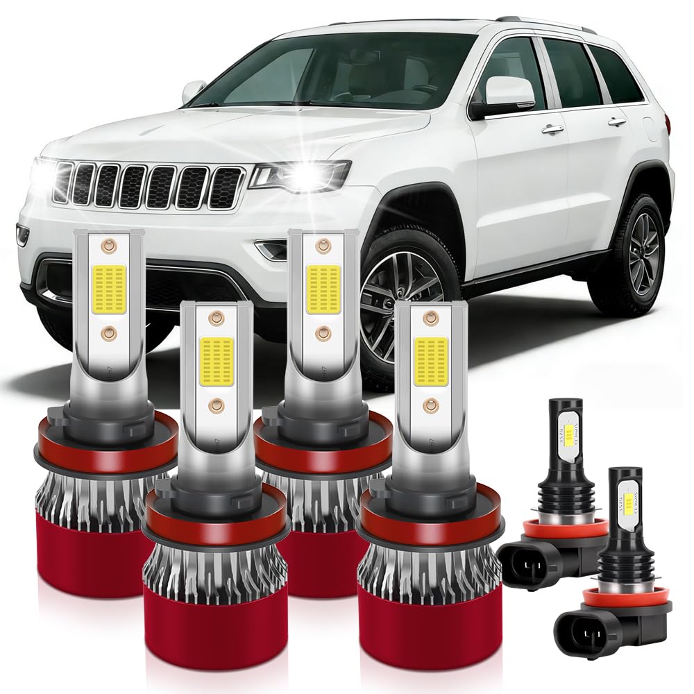 Photo 1 of Kymmuhaogr Light Bulbs Fit for 2017-2021 Jeep Grand Cherokee H9 High Beam H11 Low Beam H11 Fog Light Super-Bright with Cooling Fan Plug and Play Pack of 6