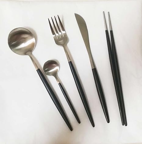 Amazon Cesa Beams カトラリーセット 基本５本セット丸箸入れ ブラックシルバー カトラリーアソートセット オンライン通販