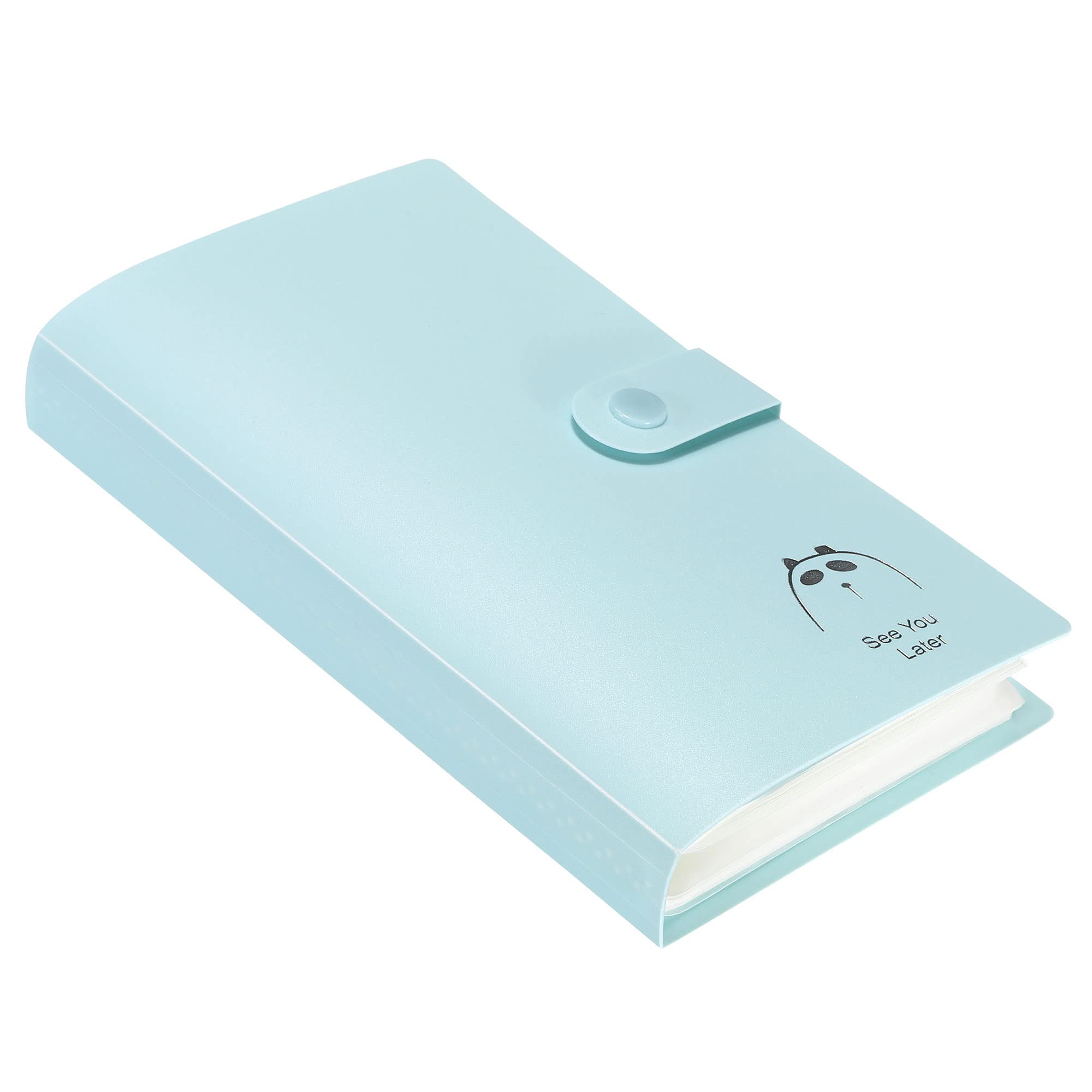 PATIKIL Business Card Holder, 1 Pack Plastic Portable Card Binder Book Name Card Organizer for Women Men, Light Blue