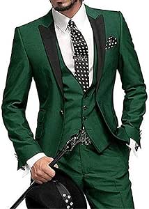GFRBJK Traje de Hombre Slim Fit Un botón 3 Piezas Trajes de Boda Suaves