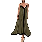 PRETTYGARDEN Womens Maxi Dress 2026 Summer Sundress V Neck Spaghetti Strap Flowy Elegant Party Dresses Beach Vacation Clothes