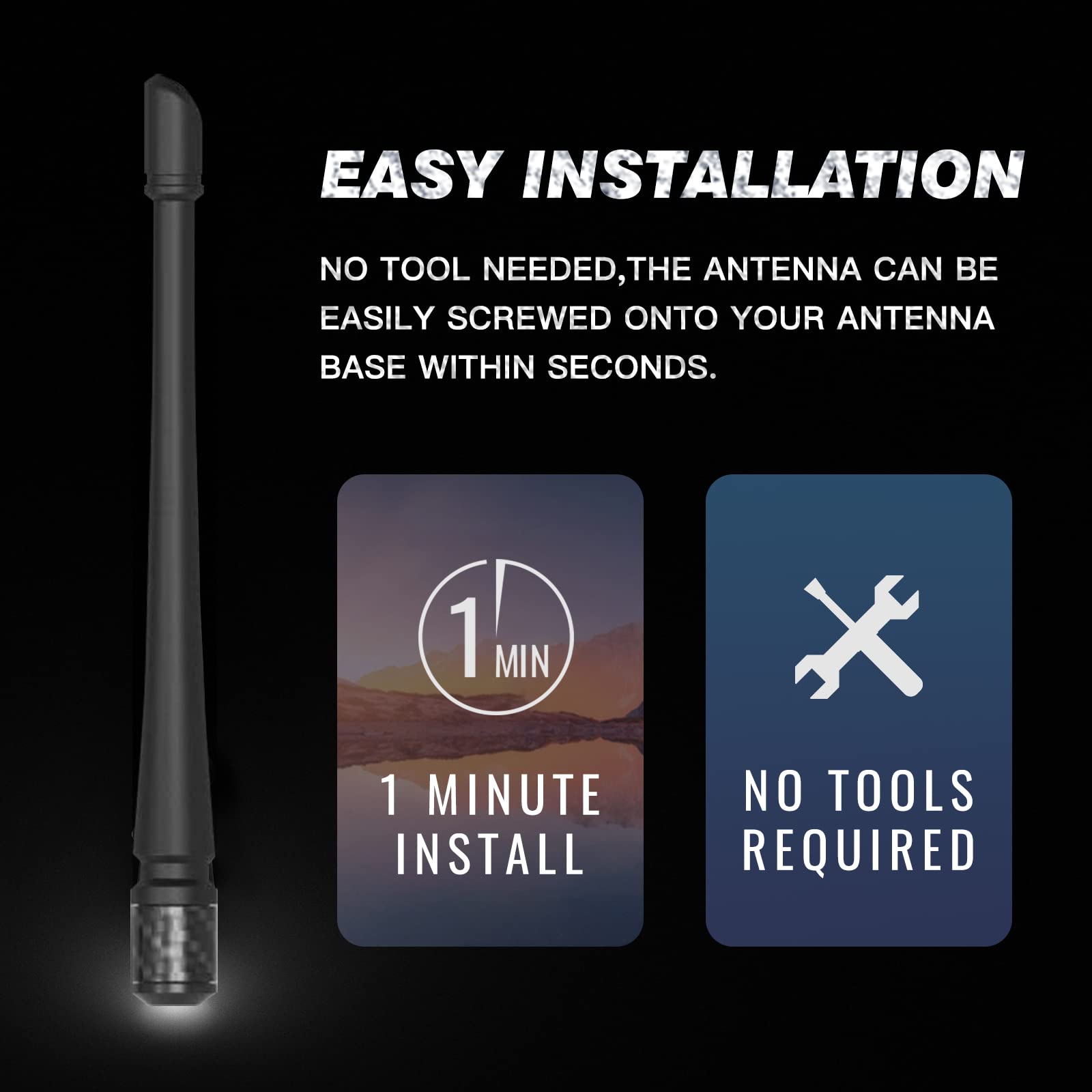 RYDONAIR Short Antenna Compatible with Jeep Wrangler 2007+ & Jeep Gladiator 2020+, Internal Copper Coil for Enhanced Reception, Car Wash Proof, 7 inches Rubber Antenna Replacement
