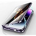 KMXDD Anti-Peeping iPhone 14 Plus Case with Lock, 360° Full Body Privacy Screen Protector Camera Lens Protector Clear Double Sided Tempered Glass [Magnetic Adsorption] Metal Bumper Cover (Black)