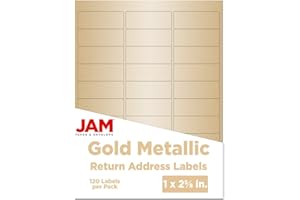 JAM PAPER Return Address Labels - Standard Mailing - 1 x 2 5/8 - Gold Metallic - 120 Shipping Labels/Pack