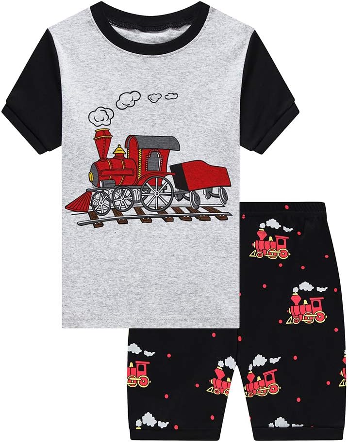 Little Boys Pajamas Short Set for Toddler Summer Clothes Train Dinosaur Sleepwear Cotton 2 Piece Kids Pjs Size 1-10 Years
