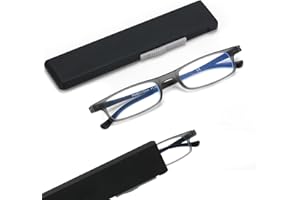 SKYOAK Ultra thin Lightweight Folding Reading Glasses Women Men TR90 Blue Light Blocking Anti UV/Eyestrain Foldable Compact Computer Readers Portable Unique Stretchable Slim Flat case Gunmetal +1.5