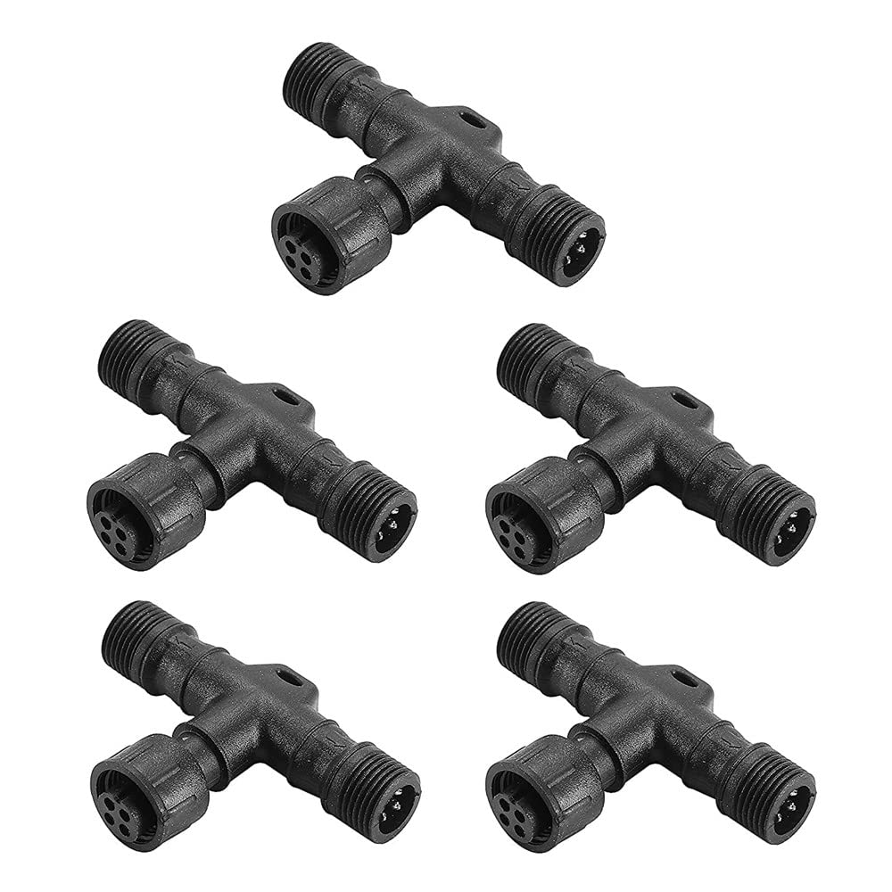 INDARUN 5 pcs 4 Pins T-Connector Waterproof IP67 for RGB Led Decking Lights