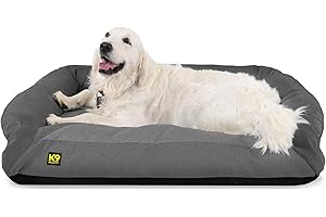 K9 Ballistics Tough Bolster Nesting Pillow Large Sofa Dog Bed with Removable Washable Cover - Durable, Water Resistant with Nonskid Bottom 40"x34", Two-Tone Gray Velvet