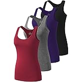 Star Vibe Racerback Workout Tank Tops for Women Basic Athletic Tanks Yoga Shirt Sleeveless Exercise Tops 4 Pack