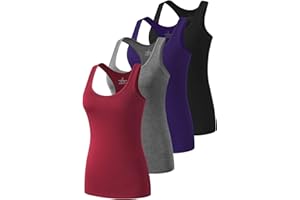 Star Vibe Racerback Workout Tank Tops for Women Basic Athletic Tanks Yoga Shirt Sleeveless Exercise Tops 4 Pack