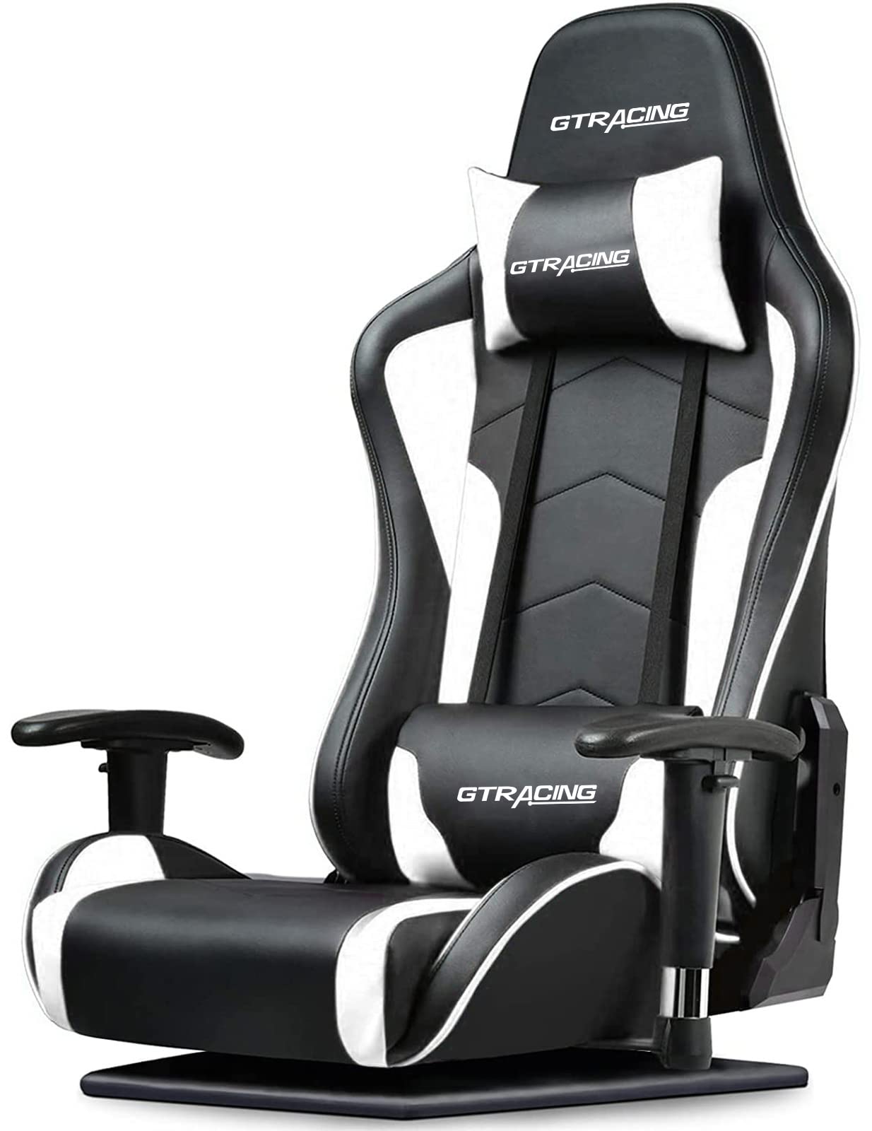 GTRacing ゲーミングチェア 座椅子 ゲーミング座椅子 ゲームチェア ゲーマーズチェア ハンコンスタンド座椅子の自作、XBOX PS5 PS4 switchなどレースゲームの臨場感を楽しめ ゲーマーの椅子 180°リクライニング 360° 回転 上下肘掛 腰痛対策 White商品画像