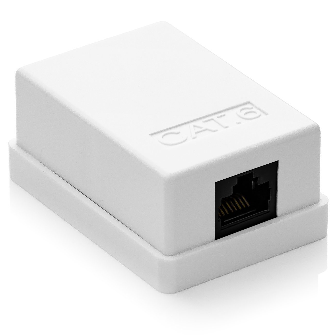 deleyCON 1x CAT 6 Network Socket 1x RJ45 Socket Surface-Mounted 1 Gbit Ethernet LAN Patch Cable RAL 9003 White