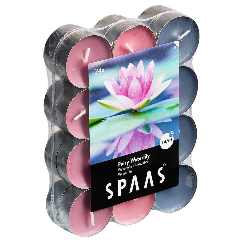 Spaas 24 Scented Tealights Assorted Colours, ± 4.5 Hours, Fairy Waterlily — image 1
