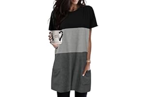 KISSMODA Womens Summer Tunic Tops for Leggings Casual Short Sleeve Long Shirts with Pockets