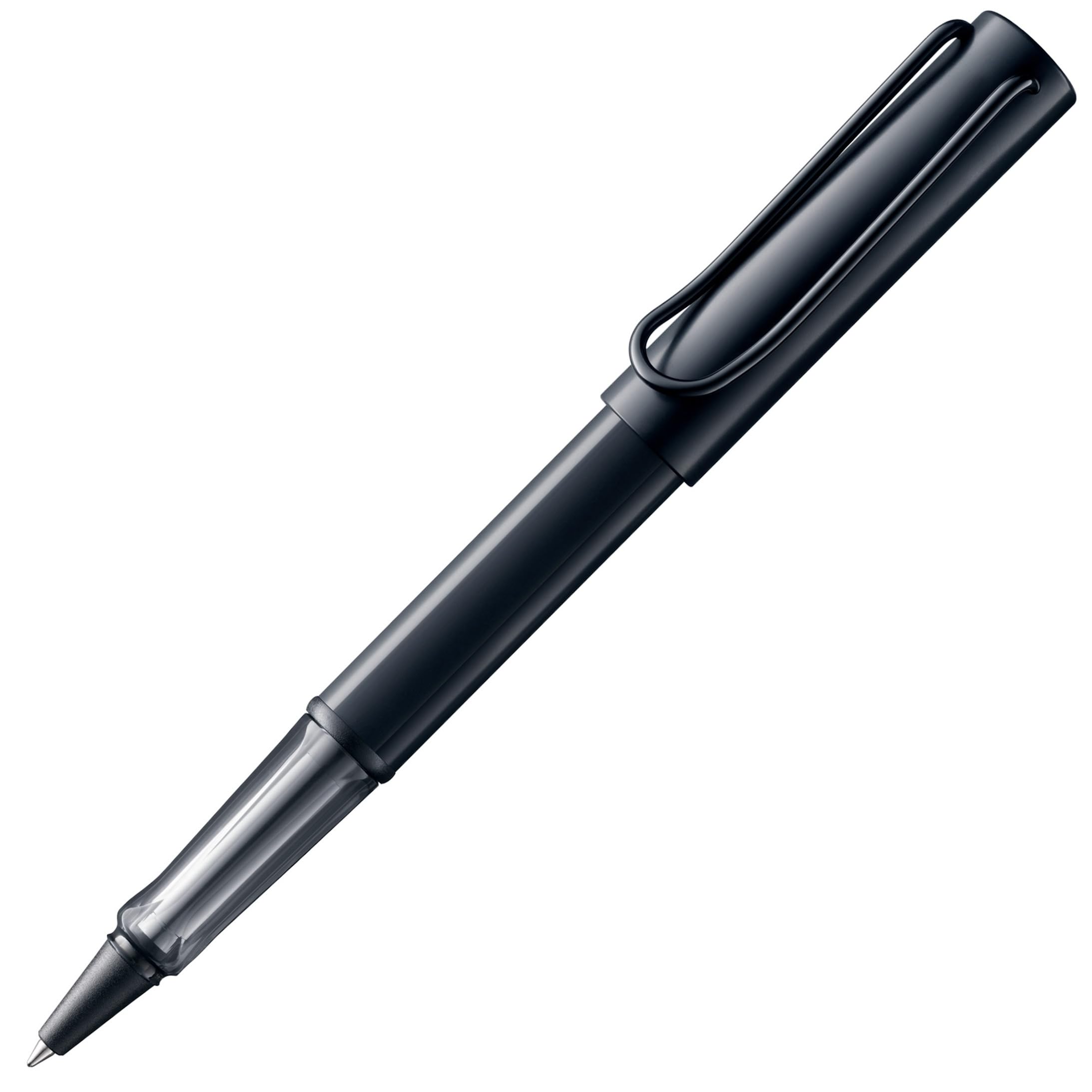 Lamy AL-star black Tintenroller - leichter Stift mit transparenten, ergonomischen Griff & Strichbreite M - Gehäuse aus Aluminium – mit Tintenrollermine M 63 Strichbreite M in schwarz
