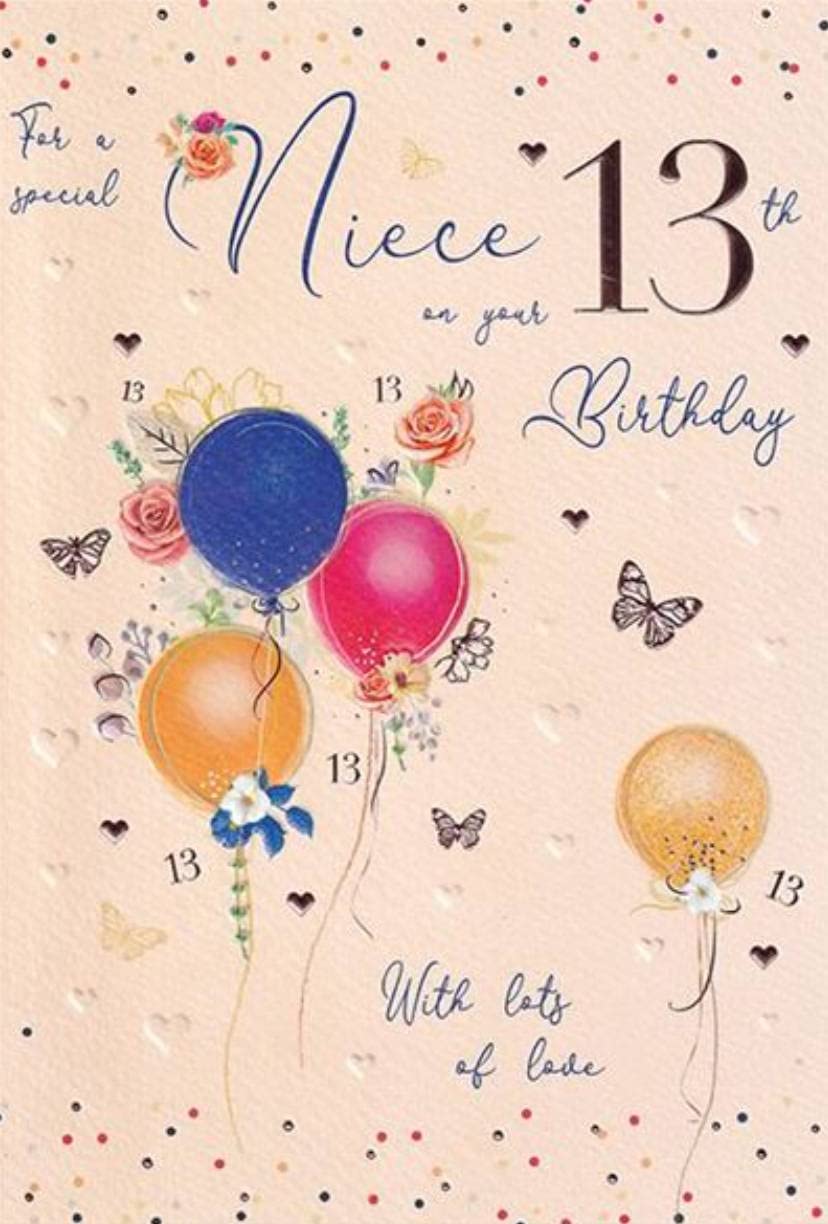 For A Special Niece 13 Today Birthday Card - 13th