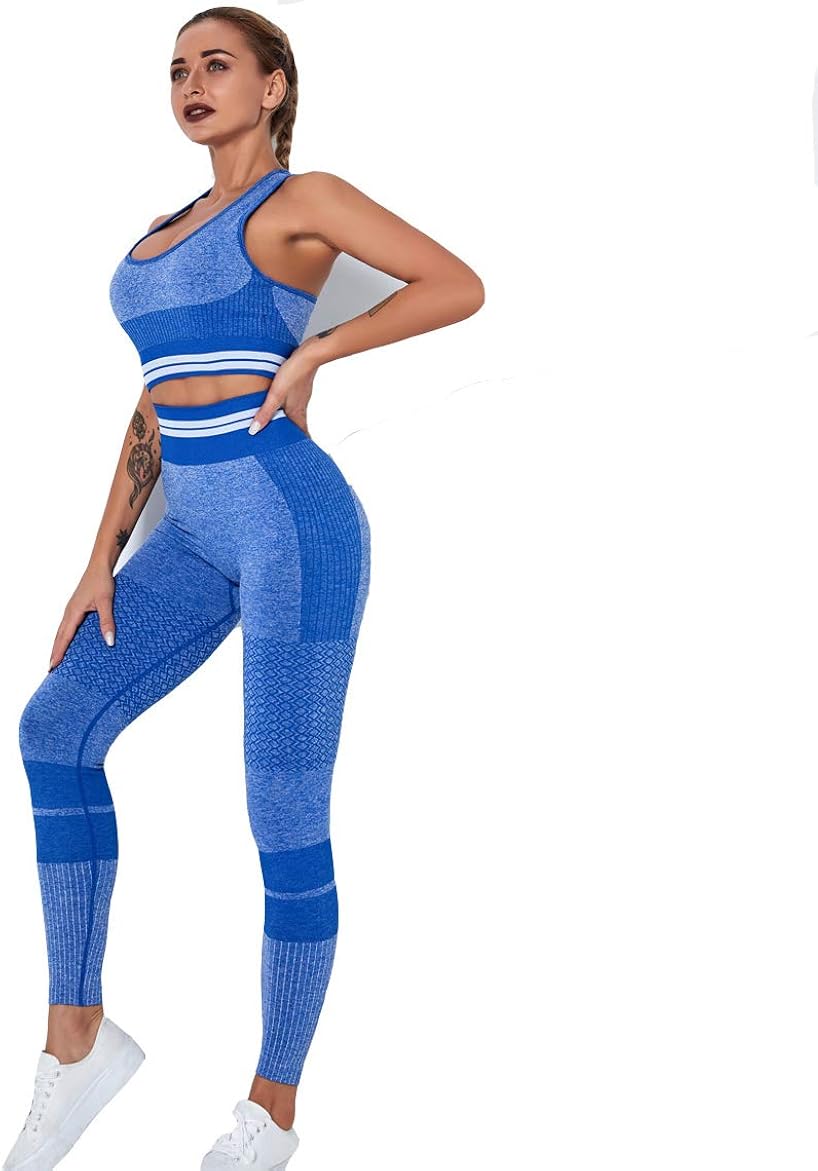 Yoga Set (Blue, Medium) at Amazon Women’s Clothing store