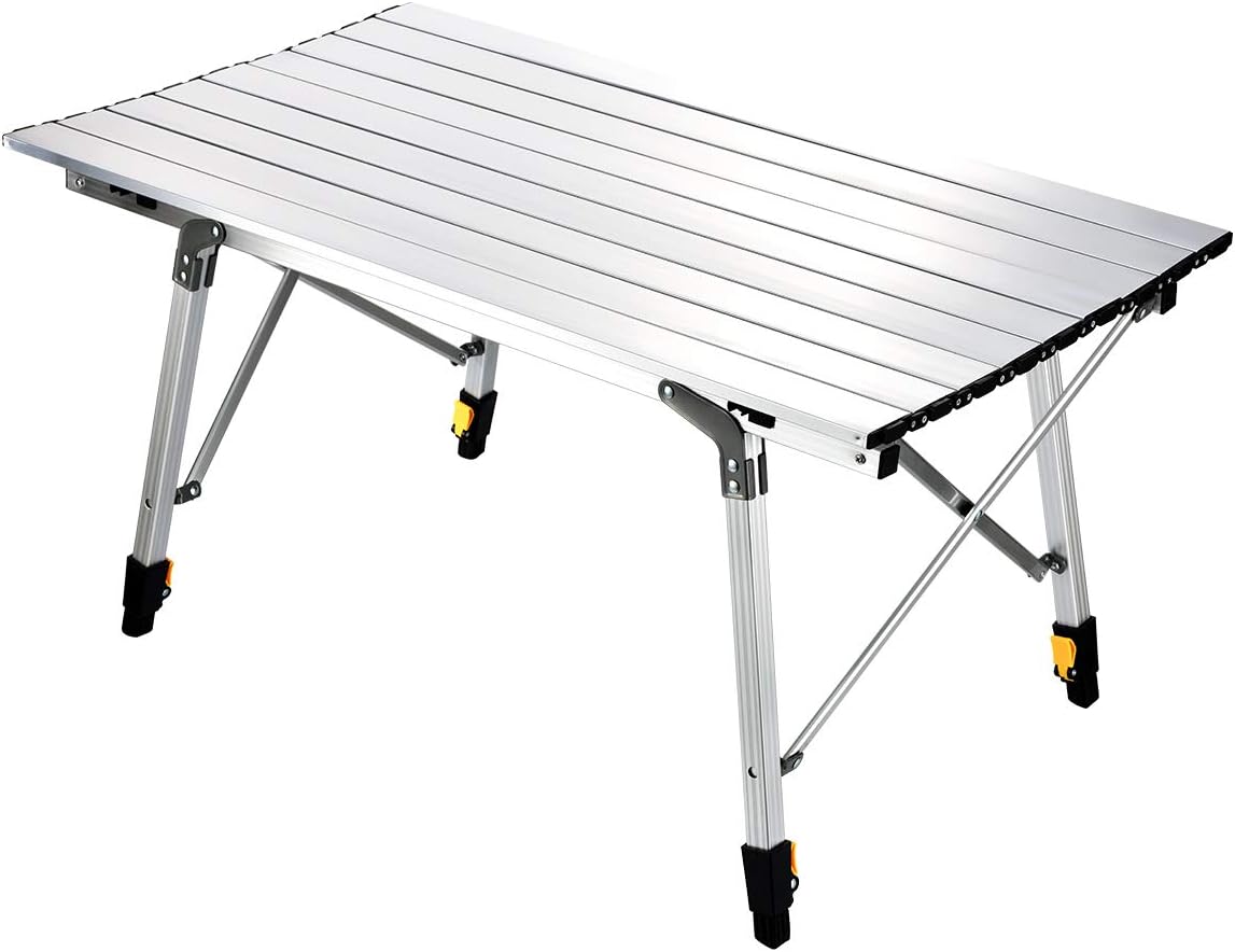 Sanny Camping Folding Table Lightweight Roll-up Table Portable Foldable Camp Tables Aluminum Height Adjustable for Indoor Outdoor Camping Beach Backyard BBQ Party Patio Picnic