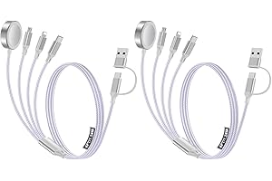 HITFINE 2 Pack Charging Cable for Apple Watch Charger/Samsung/iPhone Charger,Car/Office/Camping/Travel Essentials,Type C Cable Cord for iWatch Ultra/10-2/iPhone 16-11/Samsung S25-S20,iPad,airPods-Purple