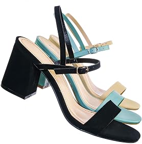 Amazon.com | Aquapillar Thin Strap Chunky Heel Sandal - Open Toe Evening  Dress Shoes | Heeled Sandals