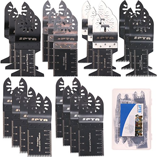 SPTA 20Pcs Oscillating Multi Tool Saw Blade With Plastic Box For Fein Multimaster,Dremel,Bosch,Makita,Dewalt and More-Pack of 20 Pcs SPTA 20Pcs Oscillating Multi Tool Saw Blade With Plastic Box For Fein Multimaster,Dremel,Bosch,Makita,Dewalt and More-Pack of 20 Pcs