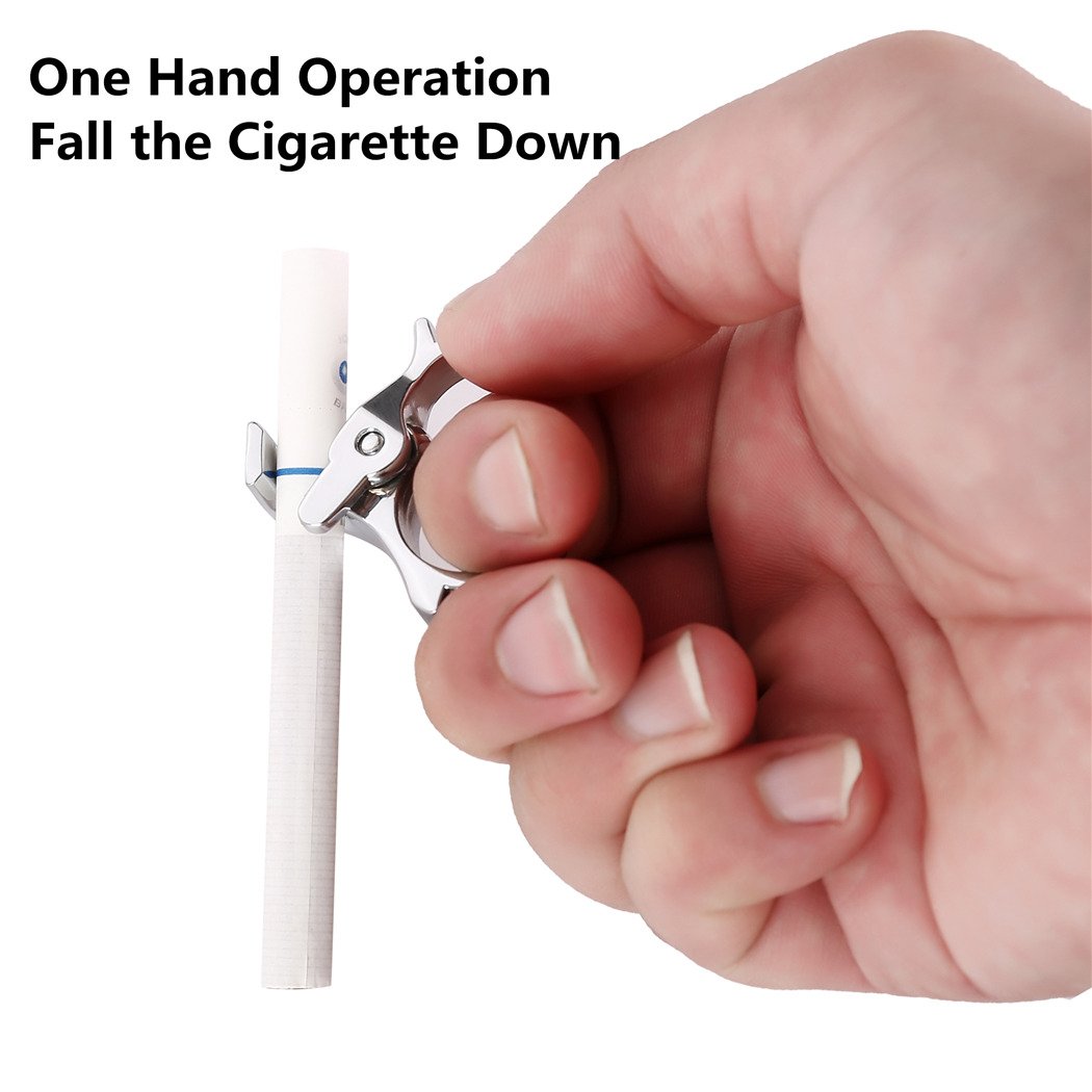 Cigarette Ring Holder Clip On Hands Free Smoking Rack Men & Women | Durable Gold Plated Alloy | 1 Hand Operation | Ideal Gadget for Console, PS4 PS3 Controller, Guitar Players and Driving (Silver)