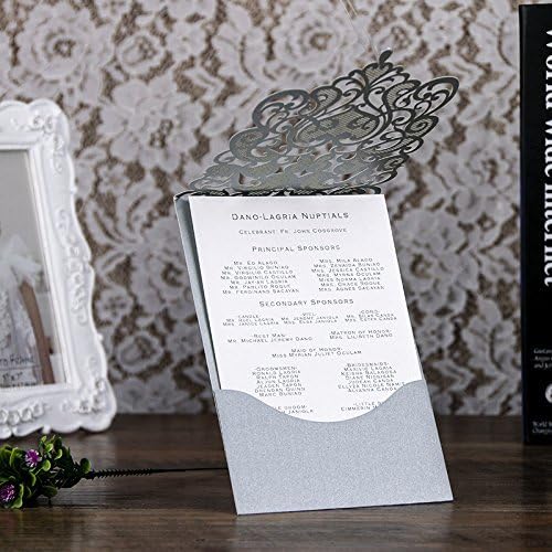 Lacer Cut Invitations Cards (Sliver Grey) 25PCS with Rhinestone Hollow Flora Favors for Wedding Bridal Shower Invitation Baby Shower Engagement Birthday Invitation Graduation …