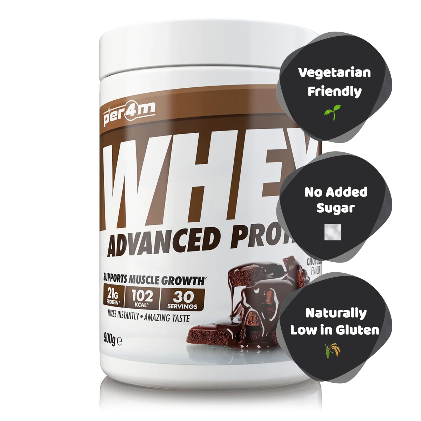 per4m Protein Whey Powder | 30 Servings of High Protein Shake with Amino Acids | for Optimal Nutrition When Training | Low Sugar Gym Supplements (Double Choc