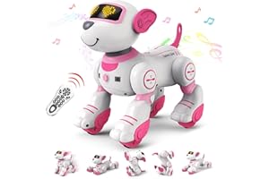 FUUY Girl Toys Robot Dog for Kids Age 7-8 Robot Toys Gifts Interactive Remote Control Dog Follow & Touch Function Robo Dog Pets Robotic Puppy Cool Things for Girl Cute Things for Toddler with Music